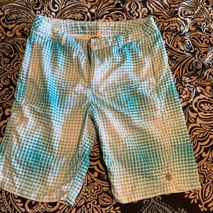 Men’s blue and white swim shorts